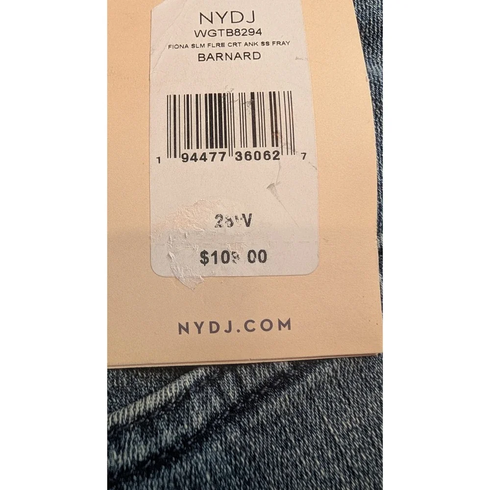 NYDJ Womens 28W Fiona Slim Flare Crop Ankle Jeans Light Wash Fray Hem NWT - Picture 10 of 15